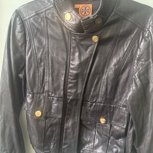 Tory Burch leather Moto jacket.